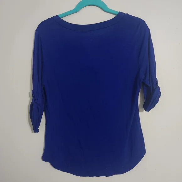 New York & Company Royal Blue Blouse 3/4 length sleeves, size M - Picture 3 of 6